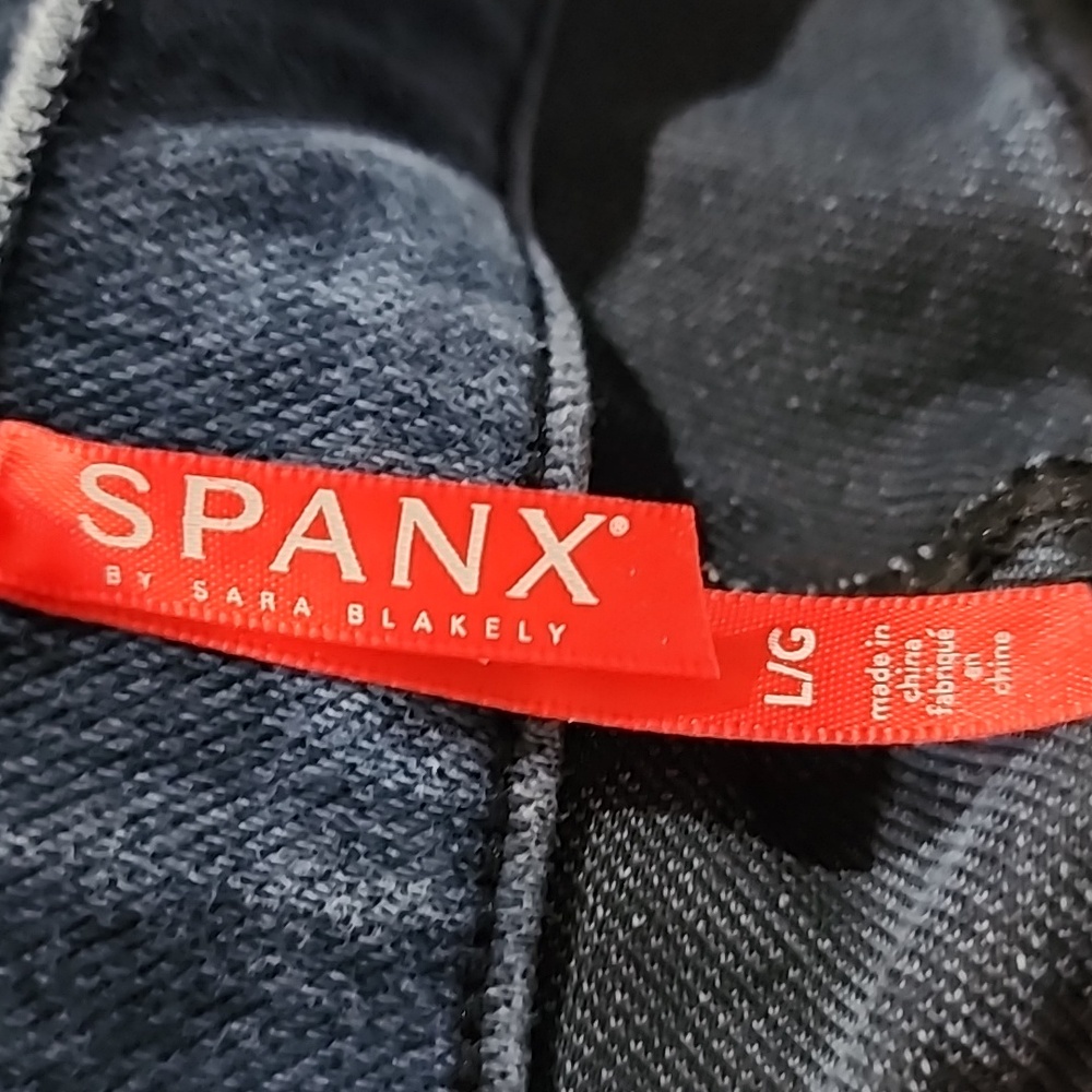 Spanx Womens Skinny Jeans Jeggings Blue Stretch Dark Wash Pull On High Rise Sz L - Picture 10 of 13
